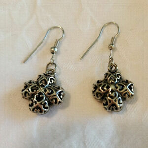 Vintage silver cutout lucky earrings